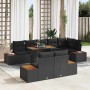 Conjunto de Comedor de Jardín con cojín 9 pcs Negro y Marrón