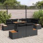 Conjunto de Comedor de Jardín con cojín 9 pcs Negro y Marrón