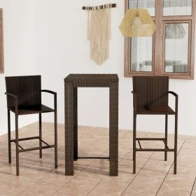 Muebles de bar de jardín 3 pzas ratán PE reposabrazos marrón de vidaXL, Conjuntos de jardín - Ref: Foro24-3064804, Precio: 24...