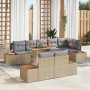 Conjunto de Comedor de Jardín con cojín 9 pcs Beige y gris