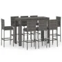 Muebles de bar de jardín 9 pzas ratán PE y cojines antracita de vidaXL, Conjuntos de jardín - Ref: Foro24-3064803, Precio: 66...