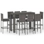 Muebles de bar de jardín 9 pzas ratán PE y cojines antracita de vidaXL, Conjuntos de jardín - Ref: Foro24-3064803, Precio: 68...