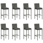 Muebles de bar de jardín 9 pzas ratán PE y cojines antracita de vidaXL, Conjuntos de jardín - Ref: Foro24-3064803, Precio: 68...