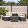 Conjunto de Comedor de Jardín con cojín 7 pcs Negro y Beige