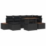 Conjunto de Comedor de Jardín con cojín 7 pcs Negro y Marrón