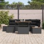 Conjunto de Comedor de Jardín con cojín 7 pcs Negro y Marrón