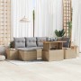 Conjunto de Comedor de Jardín con cojín 7 pcs Beige y gris