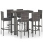 Garden bar set 7 pieces gray synthetic rattan cushions by vidaXL, Garden sets - Ref: Foro24-3064799, Price: 497,79 €, Discoun...