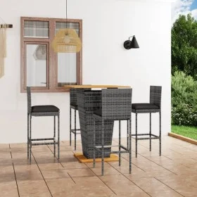 5-piece garden bar furniture set and gray PE rattan cushions by vidaXL, Garden sets - Ref: Foro24-3064861, Price: 519,36 €, D...