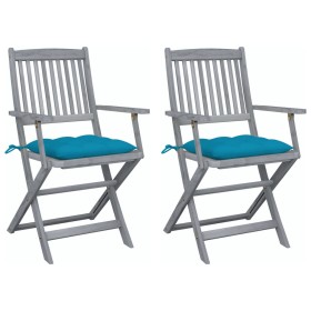 Folding garden chairs 2 pcs cushions solid acacia wood by vidaXL, Garden chairs - Ref: Foro24-3064501, Price: 128,93 €, Disco...