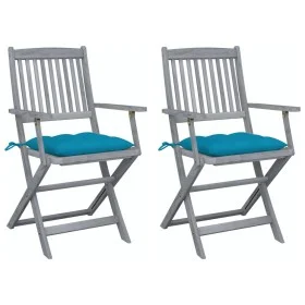 Klappbare Gartenstühle, 2 Stück, Kissen aus massivem Akazienholz von vidaXL, Gartenstühle - Ref: Foro24-3064501, Preis: 120,6...