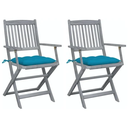 Klappbare Gartenstühle, 2 Stück, Kissen aus massivem Akazienholz von vidaXL, Gartenstühle - Ref: Foro24-3064501, Preis: 120,6...