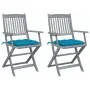 Folding garden chairs 2 pcs cushions solid acacia wood by vidaXL, Garden chairs - Ref: Foro24-3064501, Price: 120,64 €, Disco...