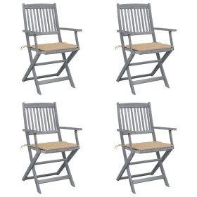 Klappbare Gartenstühle 4 Stück Kissen massives Akazienholz von vidaXL, Gartenstühle - Ref: Foro24-3064512, Preis: 191,92 €, R...