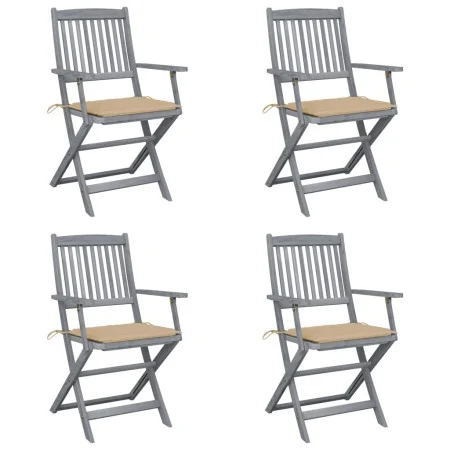 Folding garden chairs 4 pcs with solid acacia wood cushions by vidaXL, Garden chairs - Ref: Foro24-3064512, Price: 187,01 €, ...