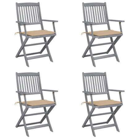 Klappbare Gartenstühle 4 Stück Kissen massives Akazienholz von vidaXL, Gartenstühle - Ref: Foro24-3064512, Preis: 191,92 €, R...