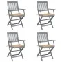 Klappbare Gartenstühle 4 Stück Kissen massives Akazienholz von vidaXL, Gartenstühle - Ref: Foro24-3064512, Preis: 189,52 €, R...