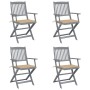 Klappbare Gartenstühle 4 Stück Kissen massives Akazienholz von vidaXL, Gartenstühle - Ref: Foro24-3064512, Preis: 191,92 €, R...