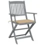 Folding garden chairs 4 pcs with solid acacia wood cushions by vidaXL, Garden chairs - Ref: Foro24-3064512, Price: 187,01 €, ...