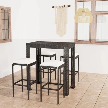 5-teiliges Garten-Barmöbel-Set und schwarze synthetische Rattankissen von vidaXL, Gartensets - Ref: Foro24-3064781, Preis: 26...
