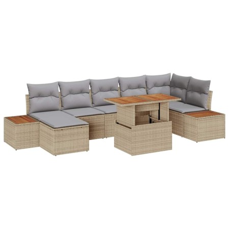 Conjunto de Comedor de Jardín con cojín 8 pcs Beige y gris en Sofás de exterior | Comprar online en Foro24