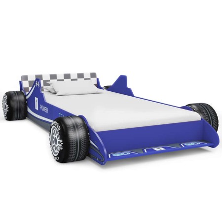 Cama con forma de coche de carreras para niños 90x200 cm azul