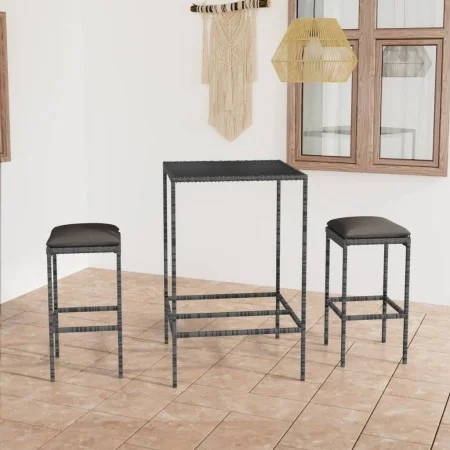 Garden table and high stools 3 pieces gray synthetic rattan by vidaXL, Garden sets - Ref: Foro24-3064818, Price: 148,71 €, Di...