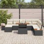 Conjunto de Comedor de Jardín con cojín 9 pcs Negro y Beige