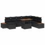 Conjunto de Comedor de Jardín con cojín 9 pcs Negro y Marrón