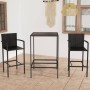 Gartentisch und hohe Hocker und Kissen 3 Stück schwarzes PE-Rattan von vidaXL, Gartensets - Ref: Foro24-3064837, Preis: 253,9...