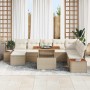 Conjunto de Comedor de Jardín con cojín 9 pcs Beige y Crema