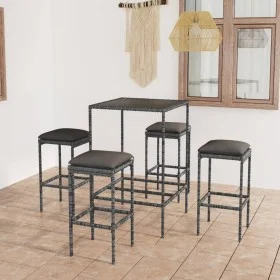 Mesa y taburetes altos jardín 5 piezas ratán sintético gris de vidaXL, Conjuntos de jardín - Ref: Foro24-3064821, Precio: 205...
