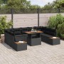Conjunto de Comedor de Jardín con cojín 10 pcs Negro y Marrón