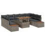 Conjunto de Comedor de Jardín con cojín 10 pcs Gris y marrón