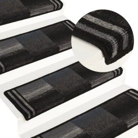 Alfombrilla autoadhesiva de escalera 15uds negro gris 65x21x4cm