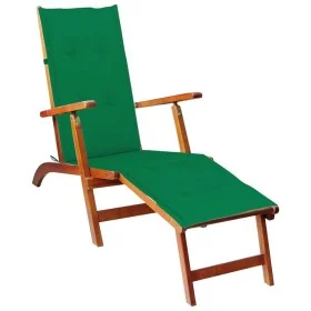 Garden lounger with footrest and cushion in solid acacia wood by vidaXL, Loungers - Ref: Foro24-3064019, Price: 136,58 €, Dis...