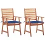 Sillas comedor de jardín 2 uds madera maciza acacia y cojines de vidaXL, Sillas de jardín - Ref: Foro24-3064330, Precio: 160,...