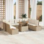 Conjunto de Comedor de Jardín con cojín 10 pcs Beige y Crema