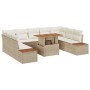 Conjunto de Comedor de Jardín con cojín 10 pcs Beige y Crema