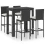 5-teiliges Garten-Barmöbel-Set und schwarze synthetische Rattankissen von vidaXL, Gartensets - Ref: Foro24-3064796, Preis: 44...
