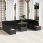 Conjunto de Comedor de Jardín con cojín 11 pcs Negro y Marrón