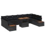 Conjunto de Comedor de Jardín con cojín 11 pcs Negro y Marrón