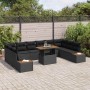 Conjunto de Comedor de Jardín con cojín 11 pcs Negro y Marrón