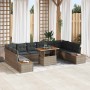 Conjunto de Comedor de Jardín con cojín 11 pcs Gris y marrón