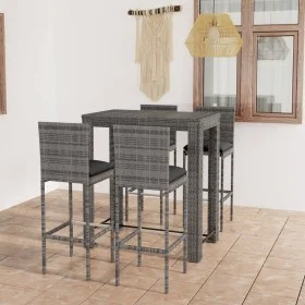 Gartenbar-Set, 5-teilig, graue Kissen aus synthetischem Rattan von vidaXL, Gartensets - Ref: Foro24-3064797, Preis: 400,29 €,...