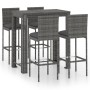 Gartenbar-Set, 5-teilig, graue Kissen aus synthetischem Rattan von vidaXL, Gartensets - Ref: Foro24-3064797, Preis: 406,46 €,...