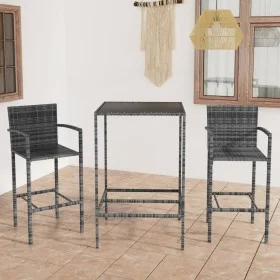 Gartentisch und Hochhocker 3 Stück graues synthetisches Rattan von vidaXL, Gartensets - Ref: Foro24-3064838, Preis: 203,95 €,...