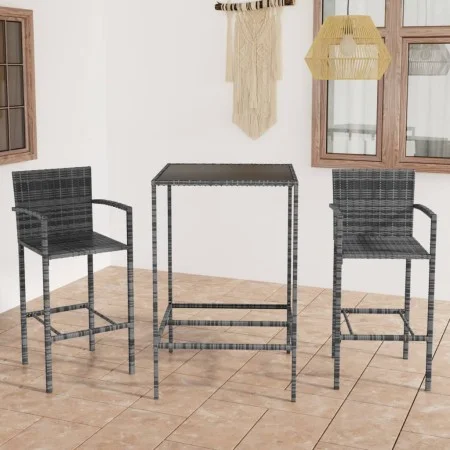 Garden table and high stools 3 pieces gray synthetic rattan by vidaXL, Garden sets - Ref: Foro24-3064838, Price: 203,95 €, Di...