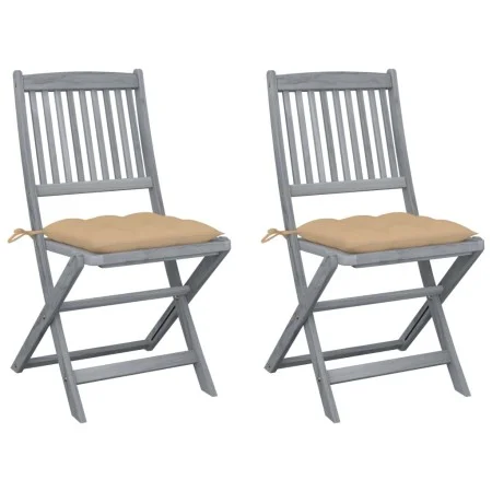 Klappbare Gartenstühle, 2 Stück, Kissen aus massivem Akazienholz von vidaXL, Gartenstühle - Ref: Foro24-3064554, Preis: 123,4...