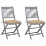 Klappbare Gartenstühle, 2 Stück, Kissen aus massivem Akazienholz von vidaXL, Gartenstühle - Ref: Foro24-3064554, Preis: 123,4...